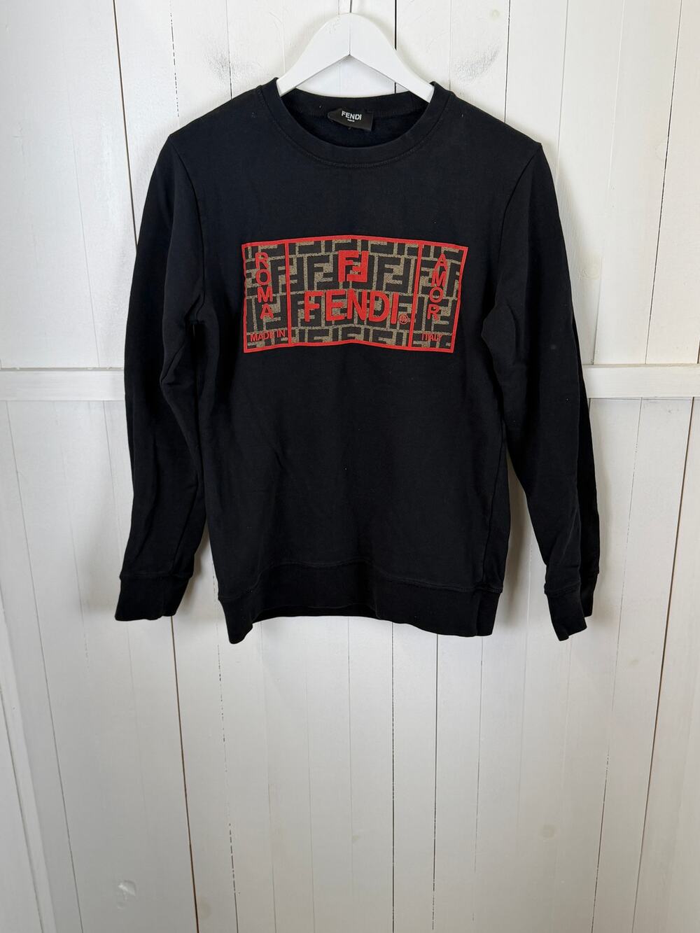 Fendi Black Pullover Sweatshirt Men's Size M 100% Cotton